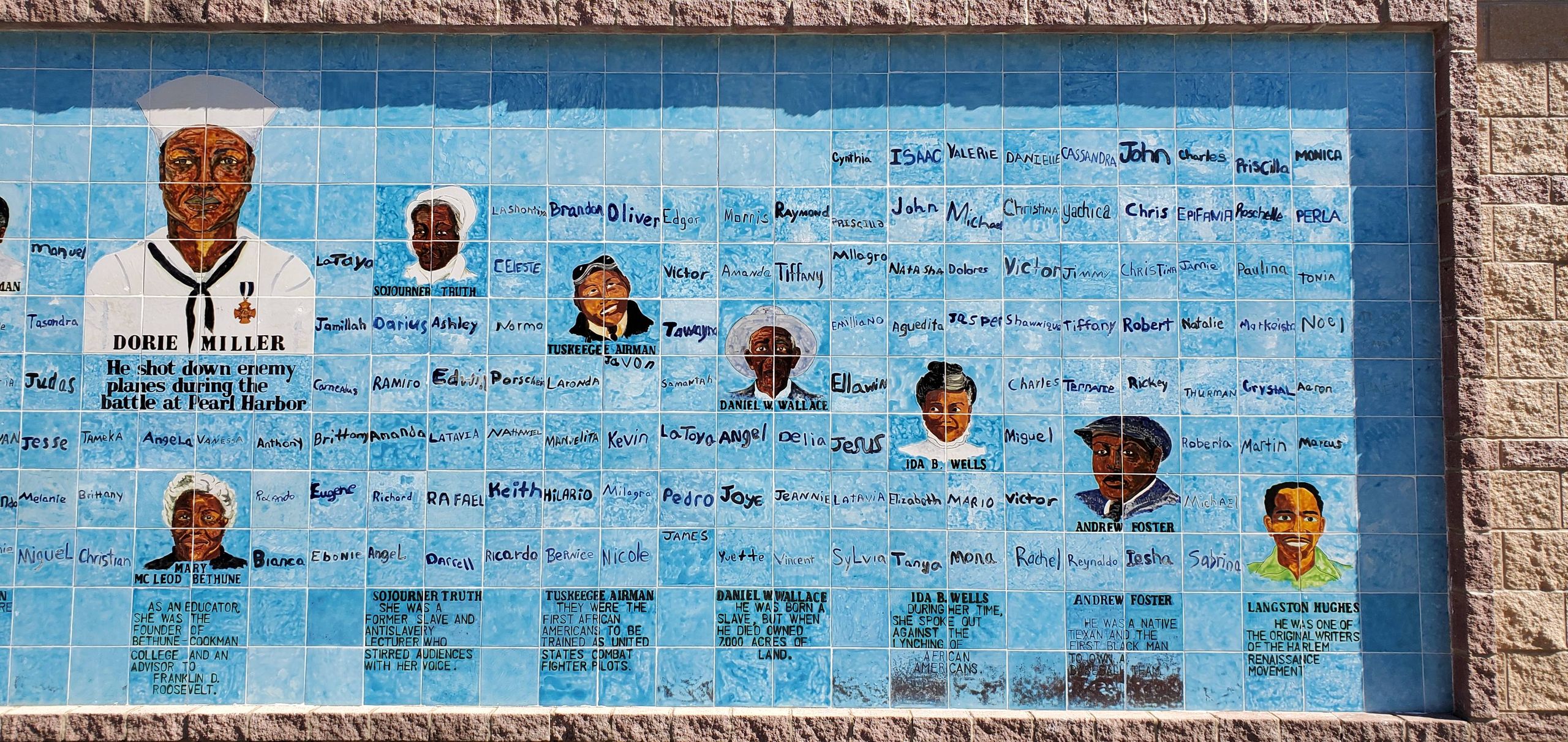 A close up of the right side of the Dorie Miller Mural.