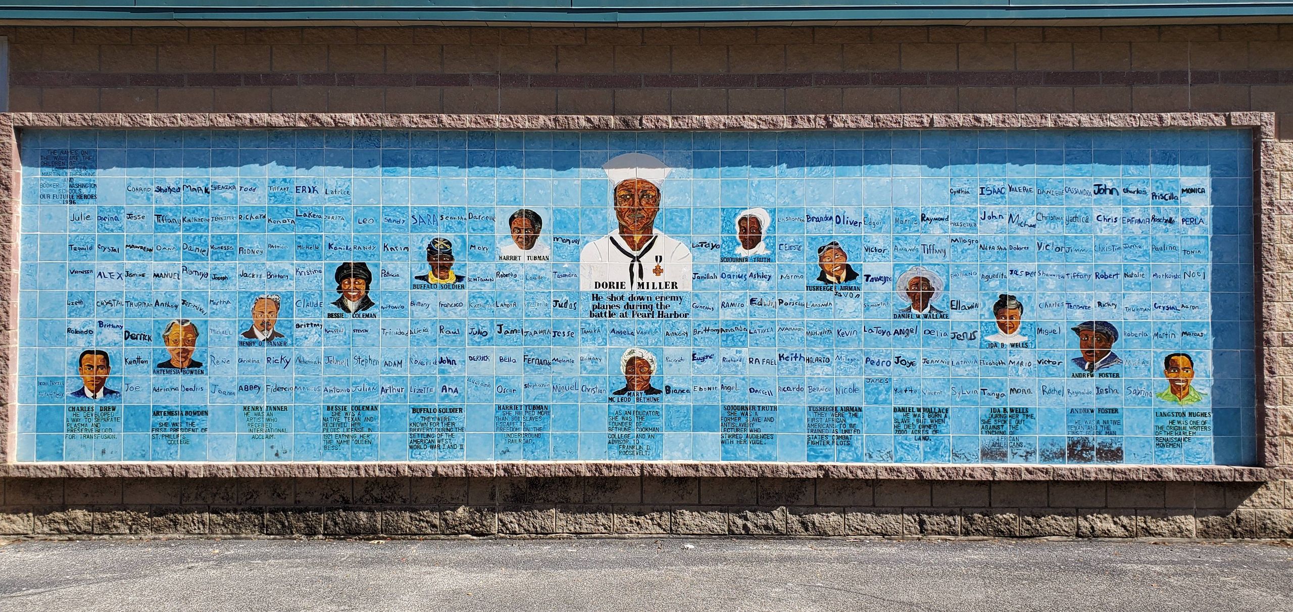 A mural featuring Dorie Miller and other influential black figures.